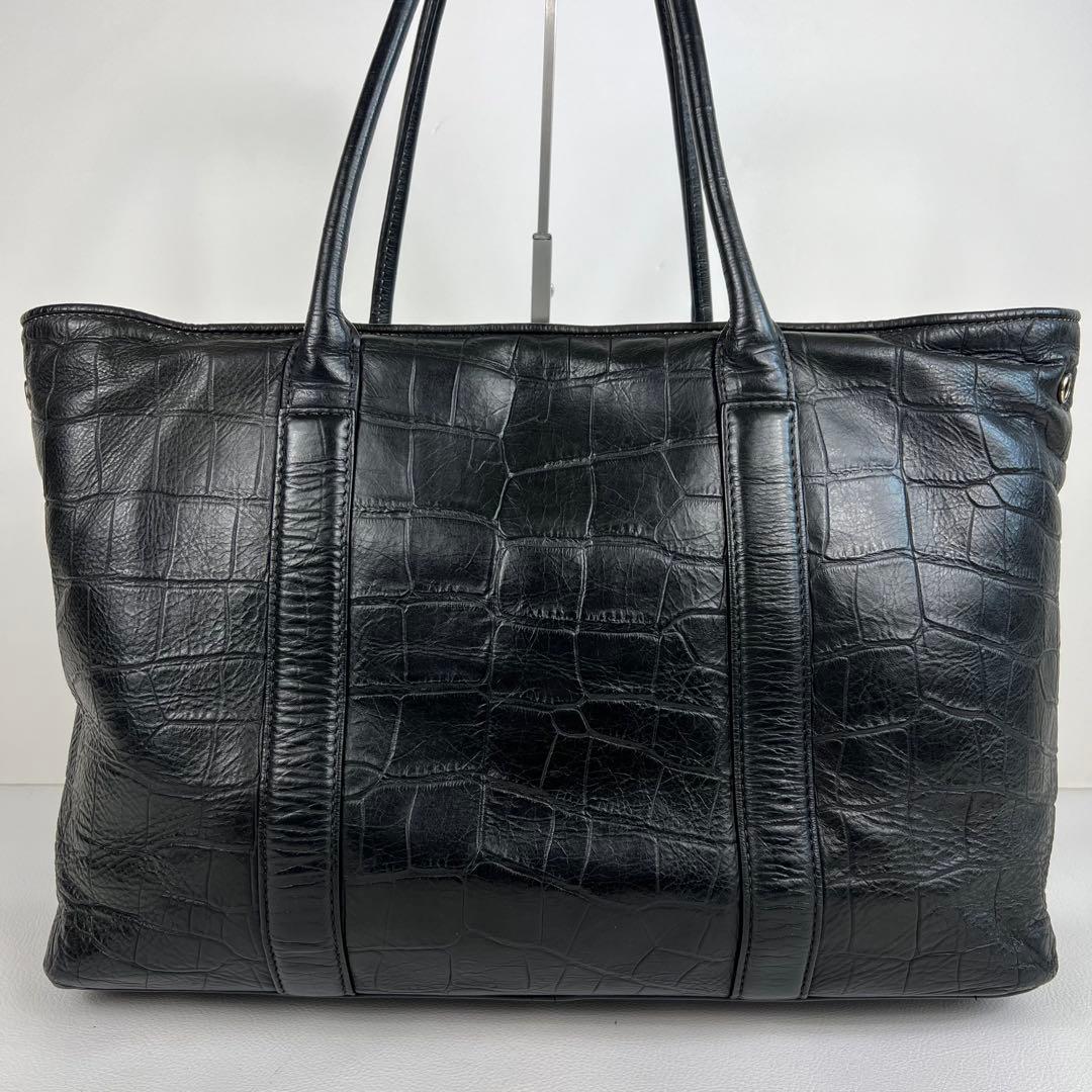 【クロコ型押し✨】 バーニーズニューヨーク レザー トートバッグ ビジネス 黒