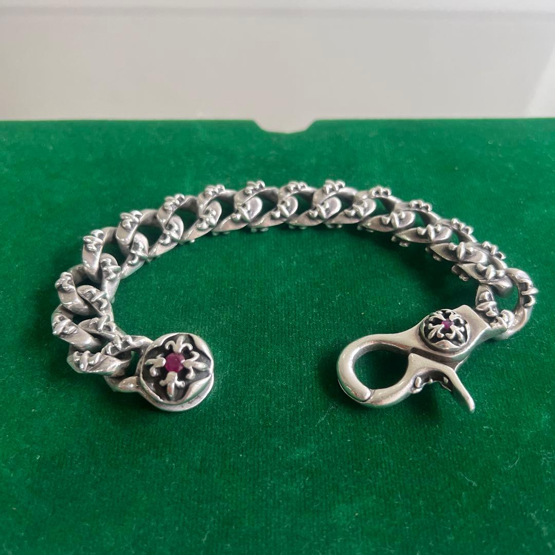 A&G ルビー　クロス フレア ファンシー チェーン ブレスレット　シルバー