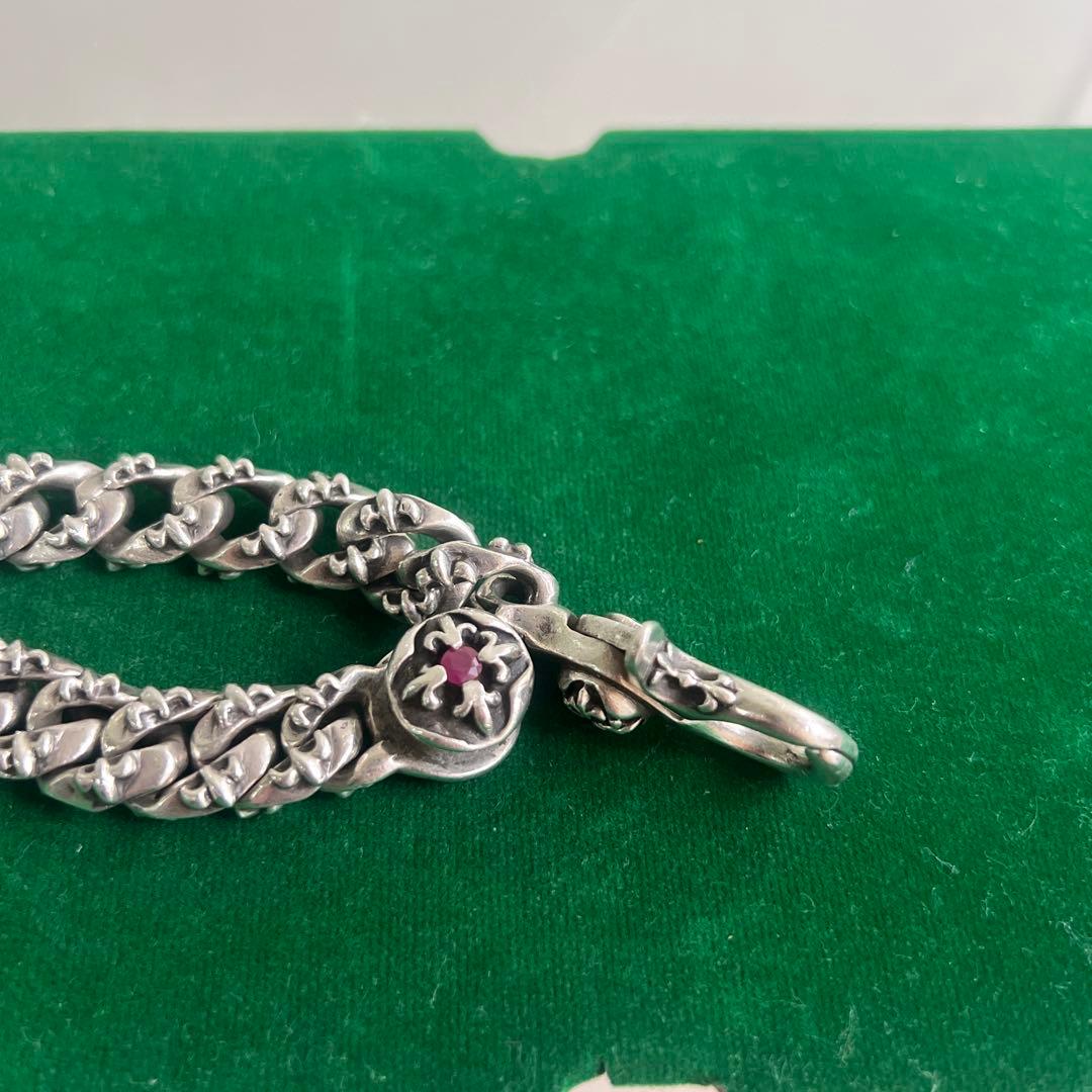 A&G ルビー　クロス フレア ファンシー チェーン ブレスレット　シルバー