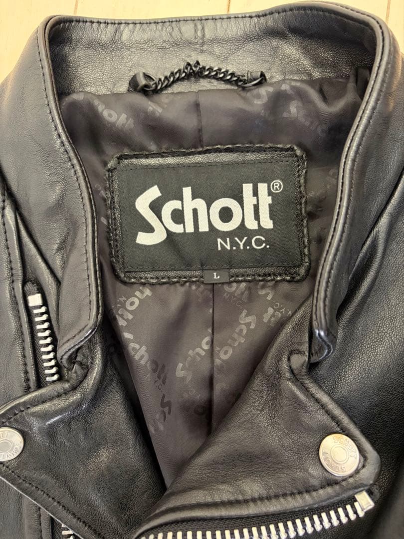 schott ダブルブレストライダース L 羊革