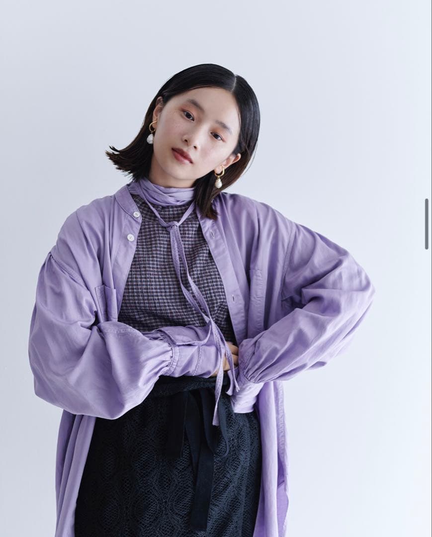 JoICEADDEDウォッシュド サテンシャツ