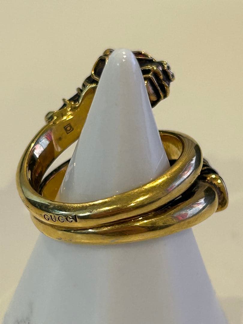GUCCI ダブルタイガーヘッド　リング　サイズ23