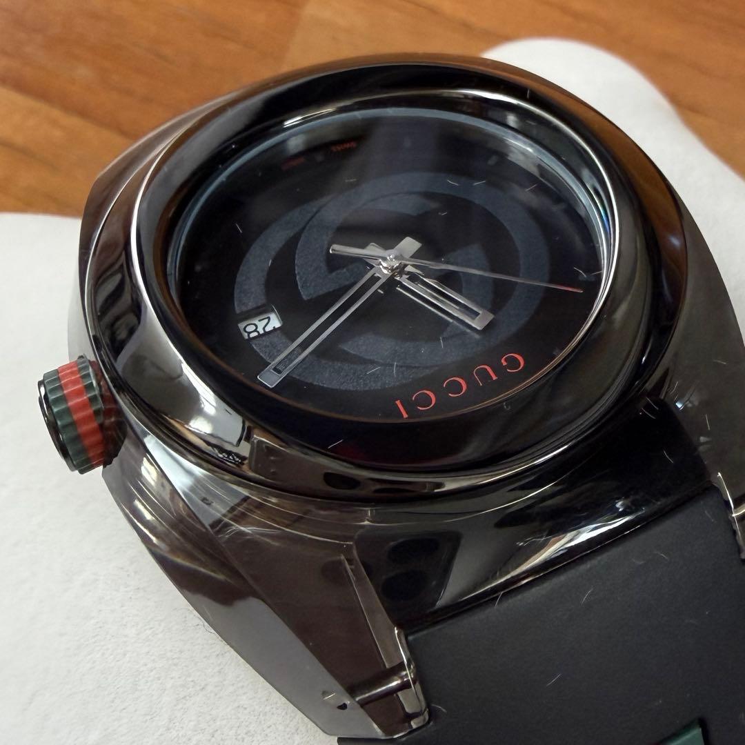 【極美品】GUCCI グッチ メンズ 時計 sync オールブラック ウォッチ