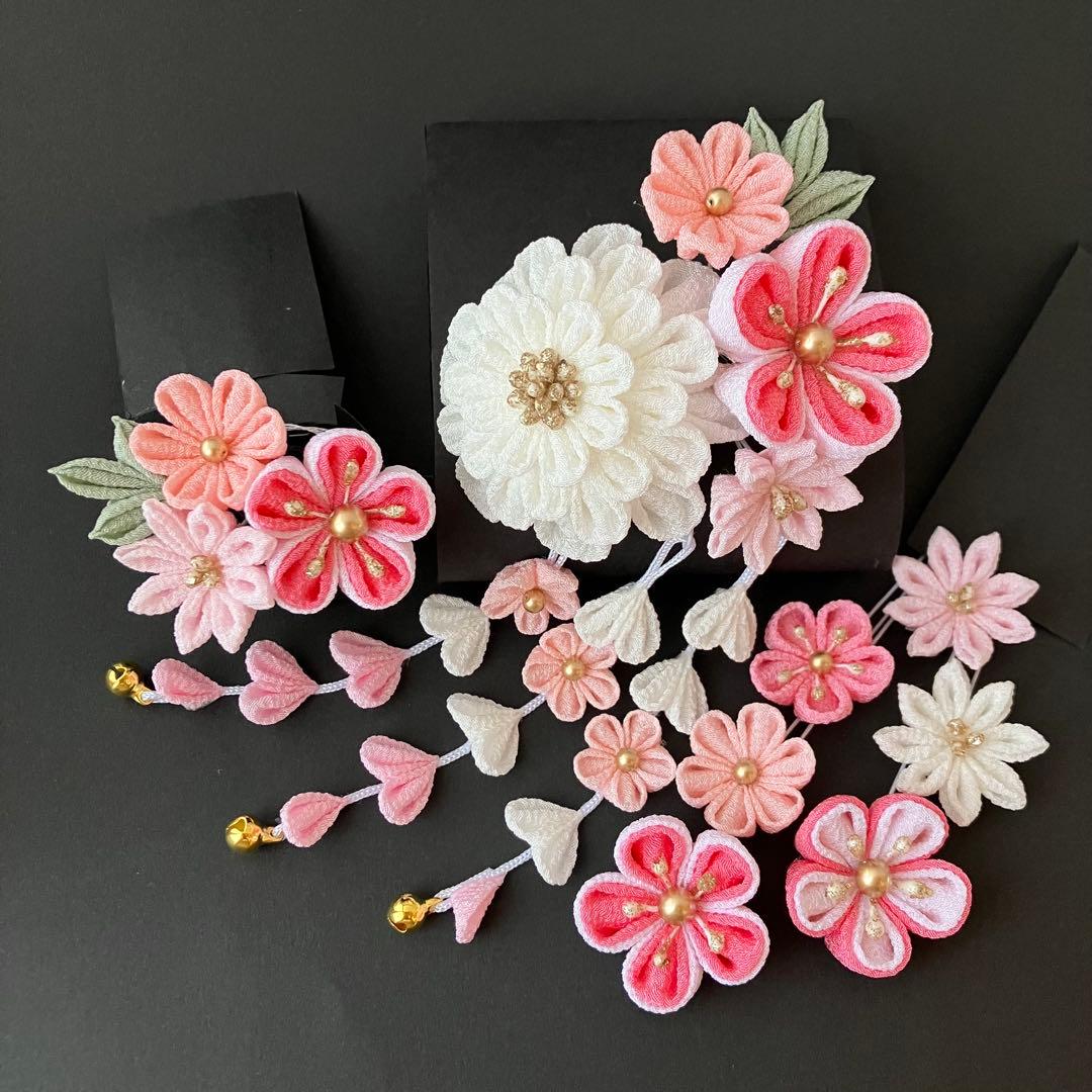 〜　珊　〜　選べる髪飾り　七五三 3歳 7歳　かんざし　ビラ　ピンク