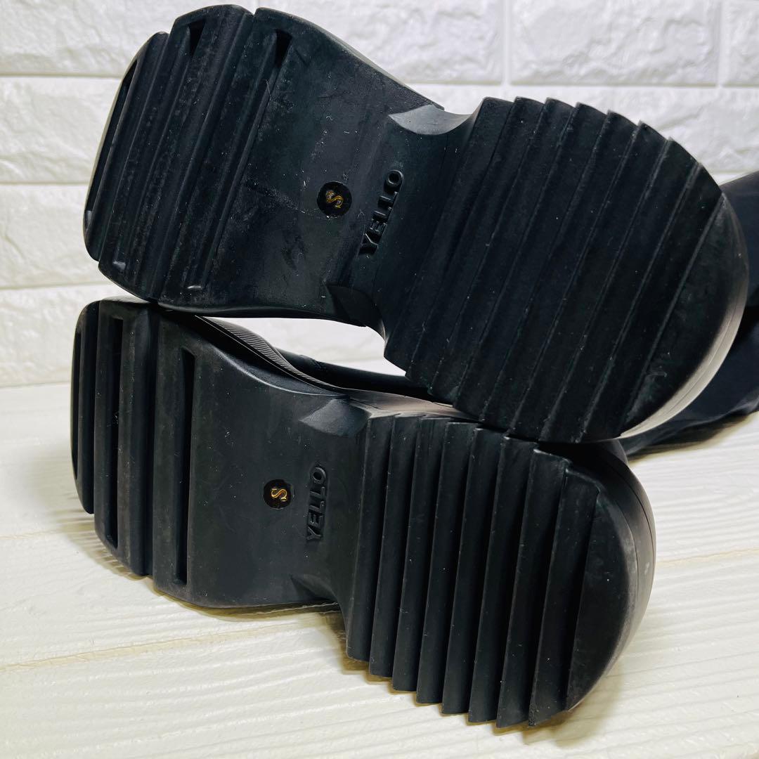 【極美品】YELLO 厚底ストレッチニーハイ ブーツS黒サイドジップ Y2K