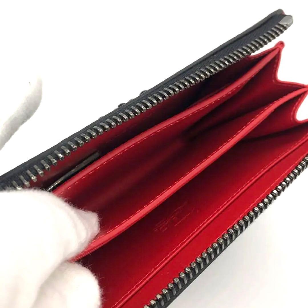 未使用✨クリスチャンルブタン レザー　二つ折り財布 L字ファスナー　 スタッズ