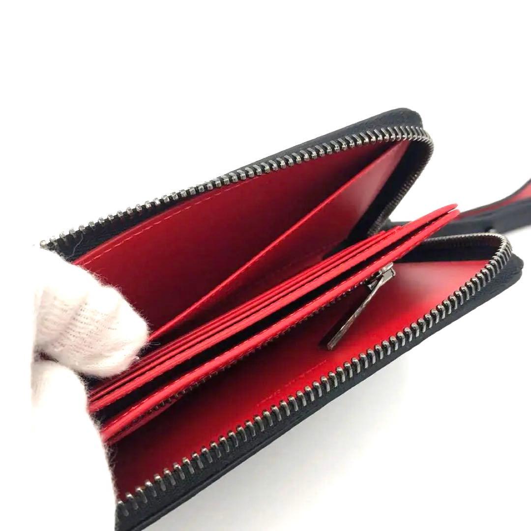 未使用✨クリスチャンルブタン レザー　二つ折り財布 L字ファスナー　 スタッズ