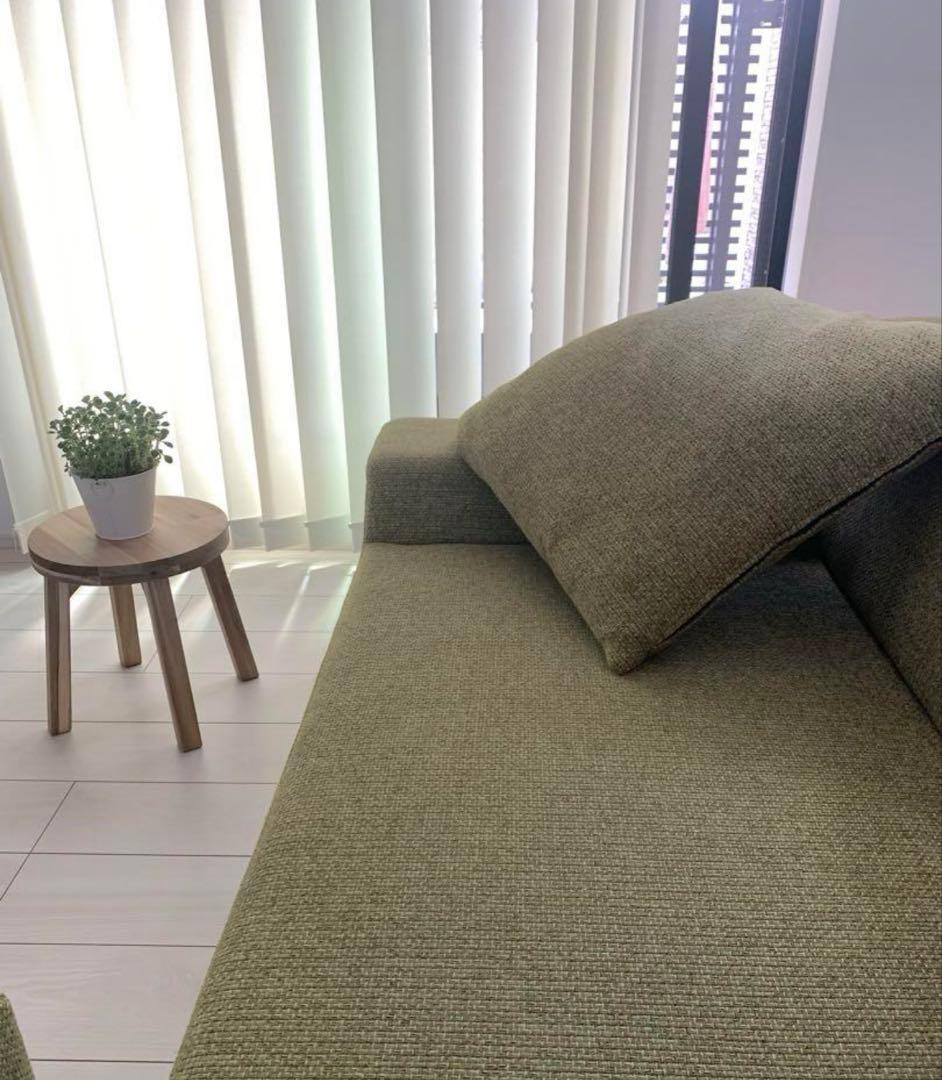 年末セール中‼️FLANNEL オットマン、クッション　グリーン（※ソファ別売り）