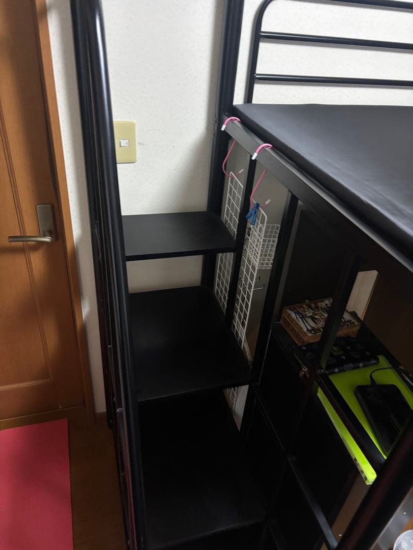 ロフトベッド 黒 コンセント付き　机セット