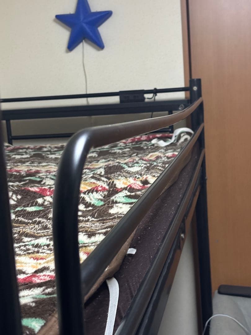 ロフトベッド 黒 コンセント付き　机セット