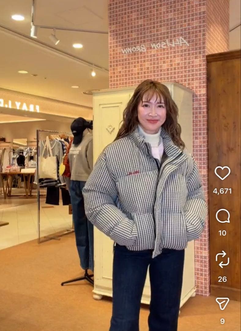 アリソンブラウン⭐︎CUDDLEGINGHAMCHECK PUFFERJACKET