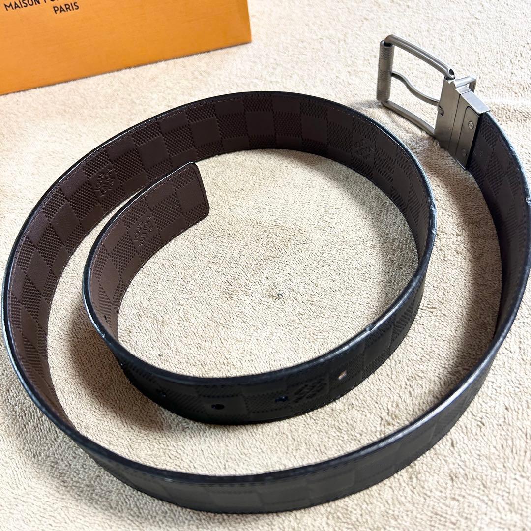 ほぼ未使用品　ルイヴィトン ベルト ダミエ・アンフィニレザー ベルト・ダミエ