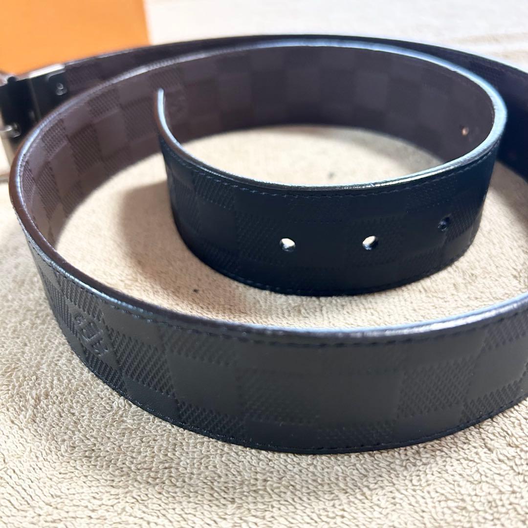 ほぼ未使用品　ルイヴィトン ベルト ダミエ・アンフィニレザー ベルト・ダミエ