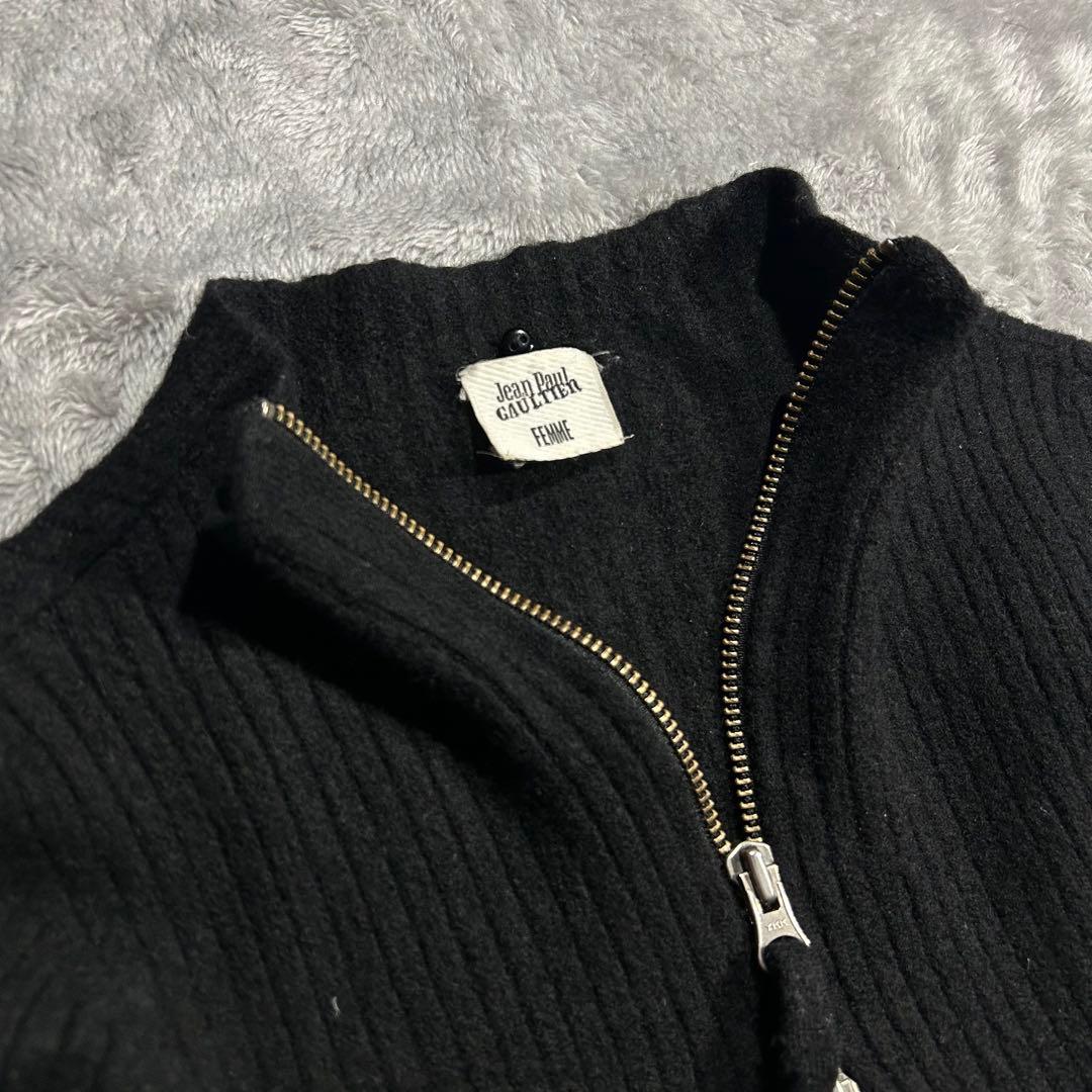 00s JEAN PAUL GAULTIER ダブルジップハイネックニット 黒