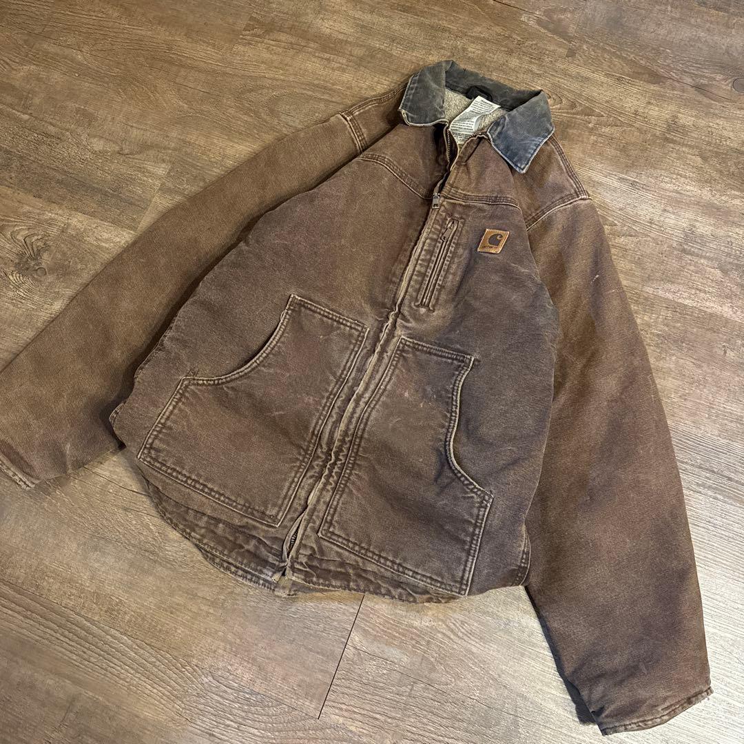 00s カーハート　トラディショナルジャケット　鬼フェード　ブラウン　古着