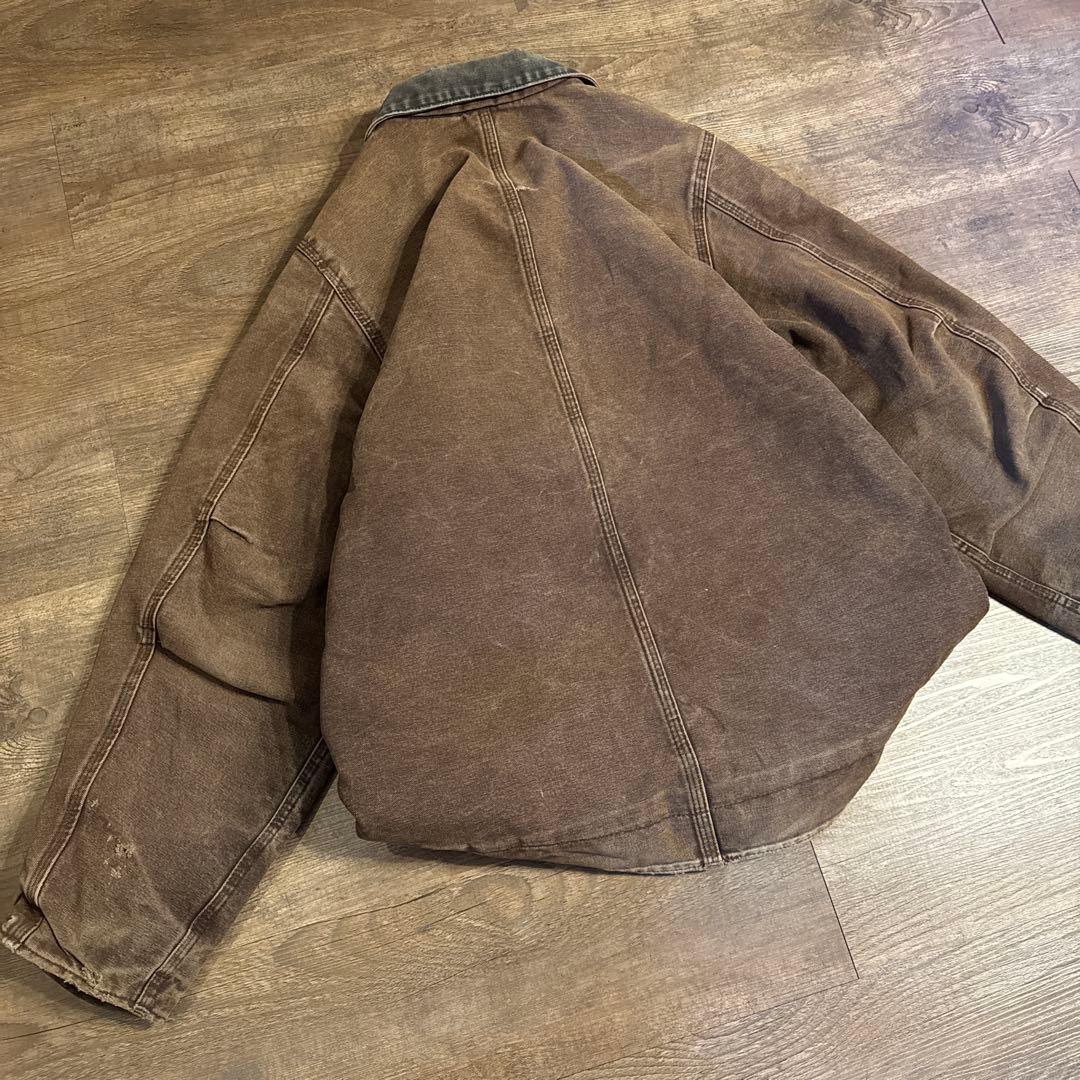 00s カーハート　トラディショナルジャケット　鬼フェード　ブラウン　古着