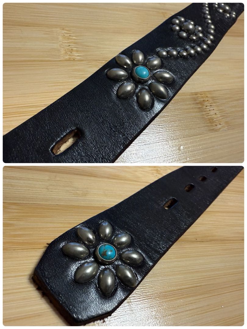 ⭐️新品⭐️HTC⭐️フラワーターコイズ⭐️シルバースタッズ⭐️ブラックレザー⭐️32インチ