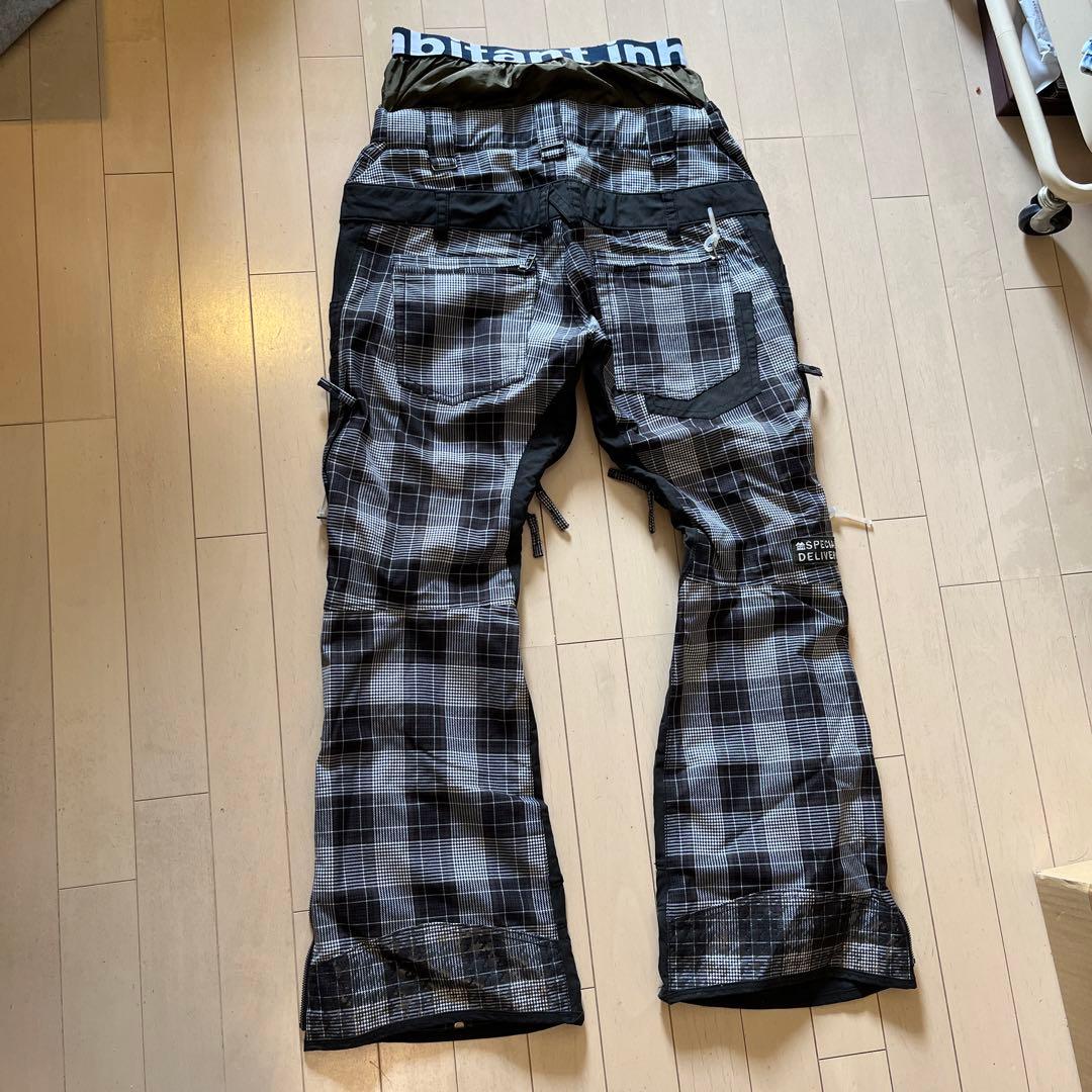 【最終価格】インハビタント　スノーボードウェア 黒/チェック柄　M