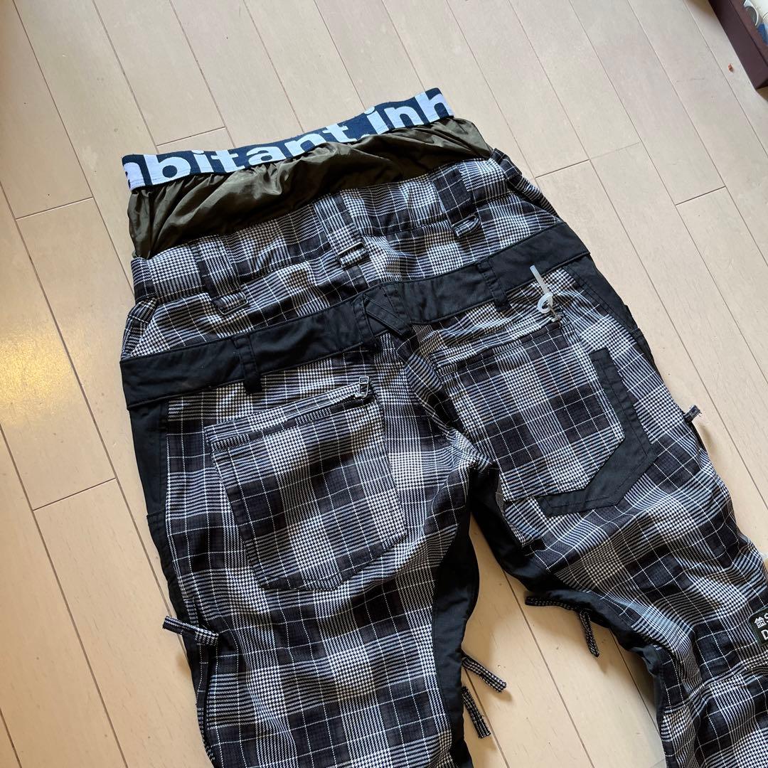 【最終価格】インハビタント　スノーボードウェア 黒/チェック柄　M