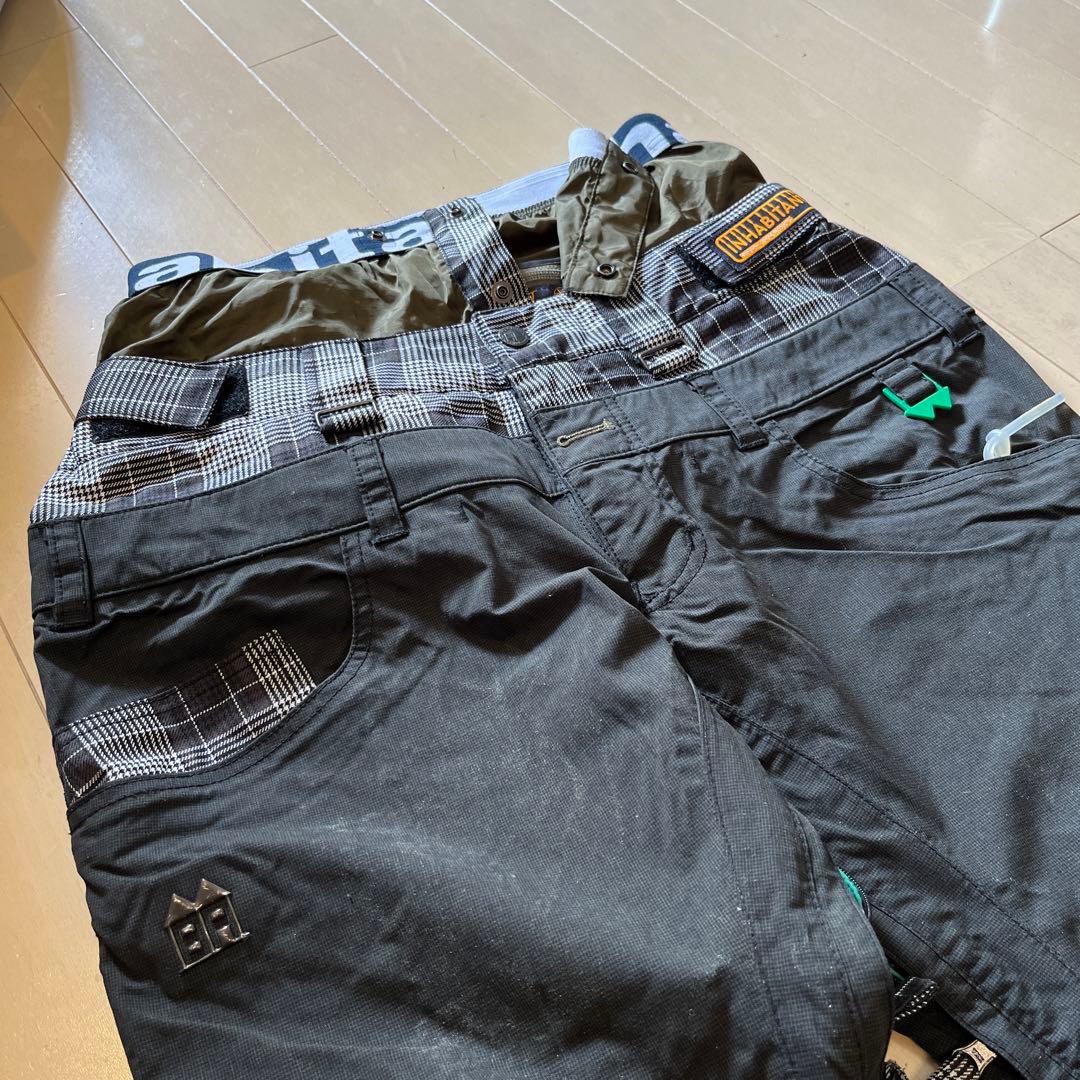 【最終価格】インハビタント　スノーボードウェア 黒/チェック柄　M