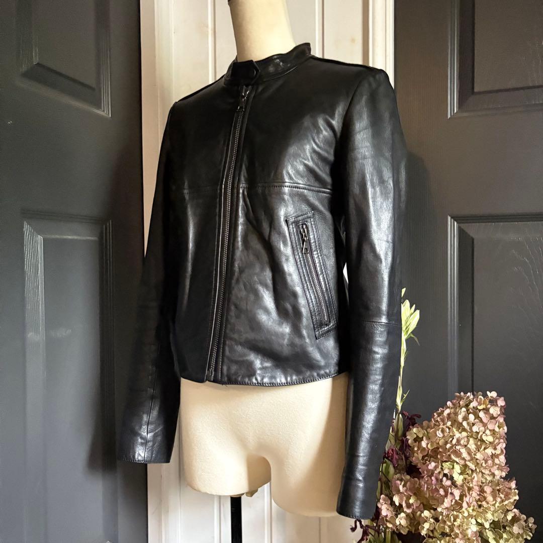 美品　セオリー　ラムレザー　シングルライダース　ブラック　S