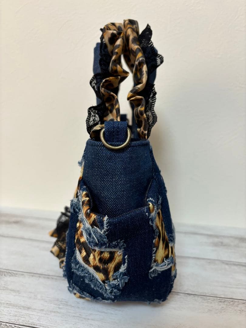 m*︎様 クムくん★レオパード＆クラッシュデニム★チューリップバッグ☆ コヤンイ