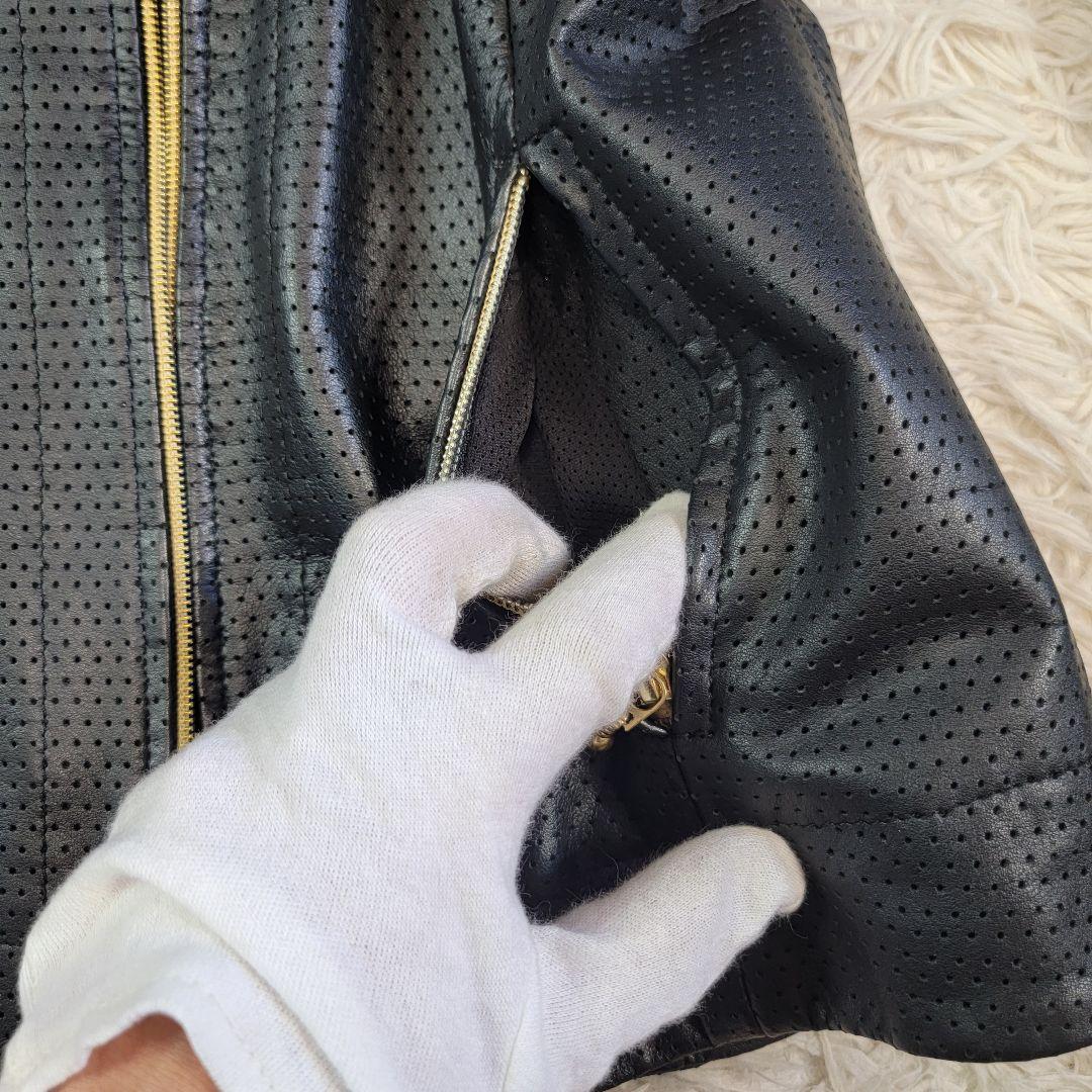 カドヤ BLACK Curvy シングルライダース パンチングレザー 牛革 M