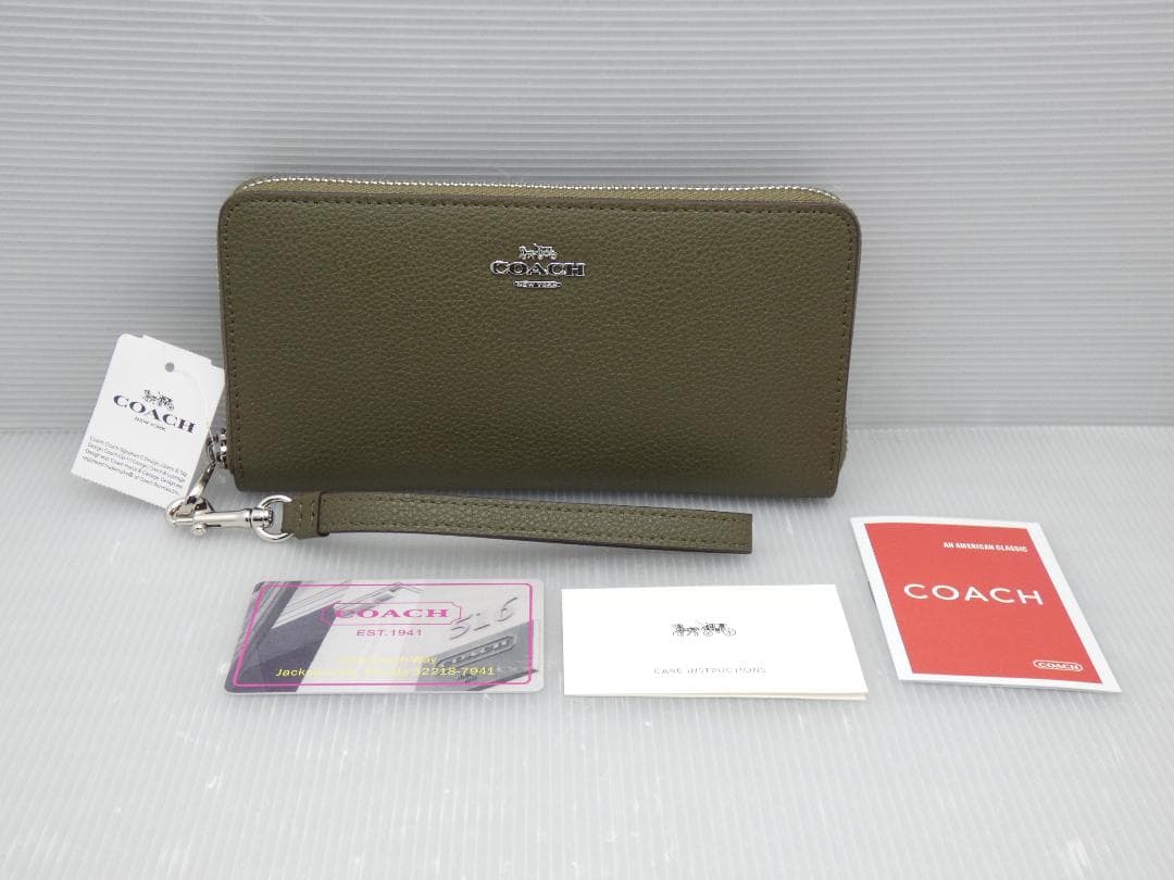 【新品】COACH コーチ ラウンド 長財布 C4451 ウォレット カーキ系