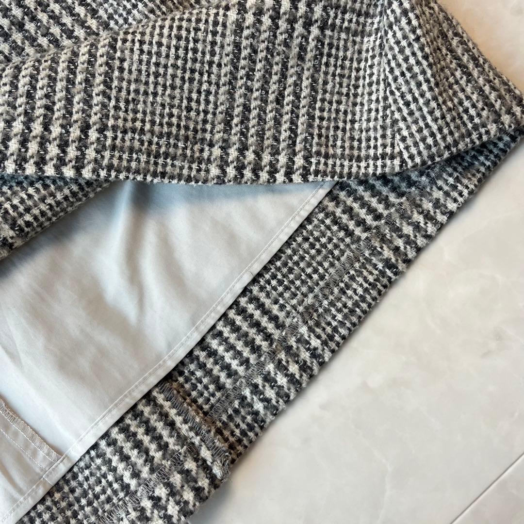 美品 23区 グレンチェック フレアスカート グレー系 44 大きいサイズ