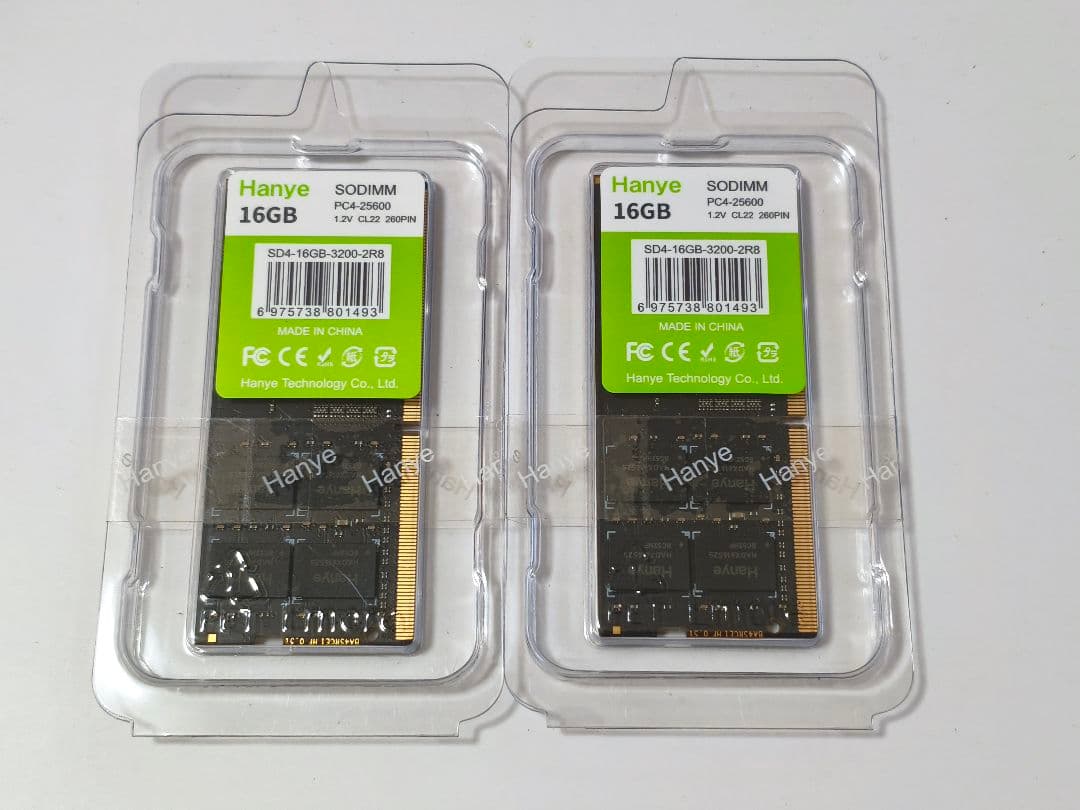 32GB DDR4 SODIMM 3200MHz メモリ（16GB x2）