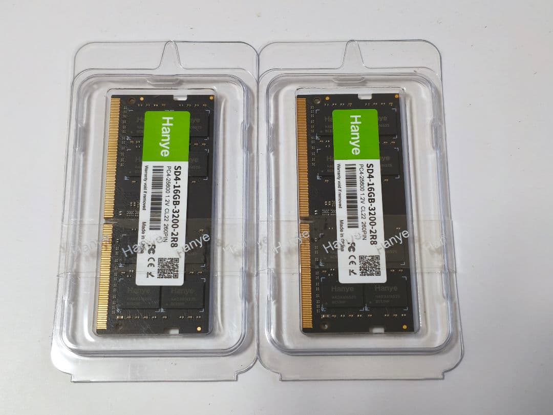 32GB DDR4 SODIMM 3200MHz メモリ（16GB x2）