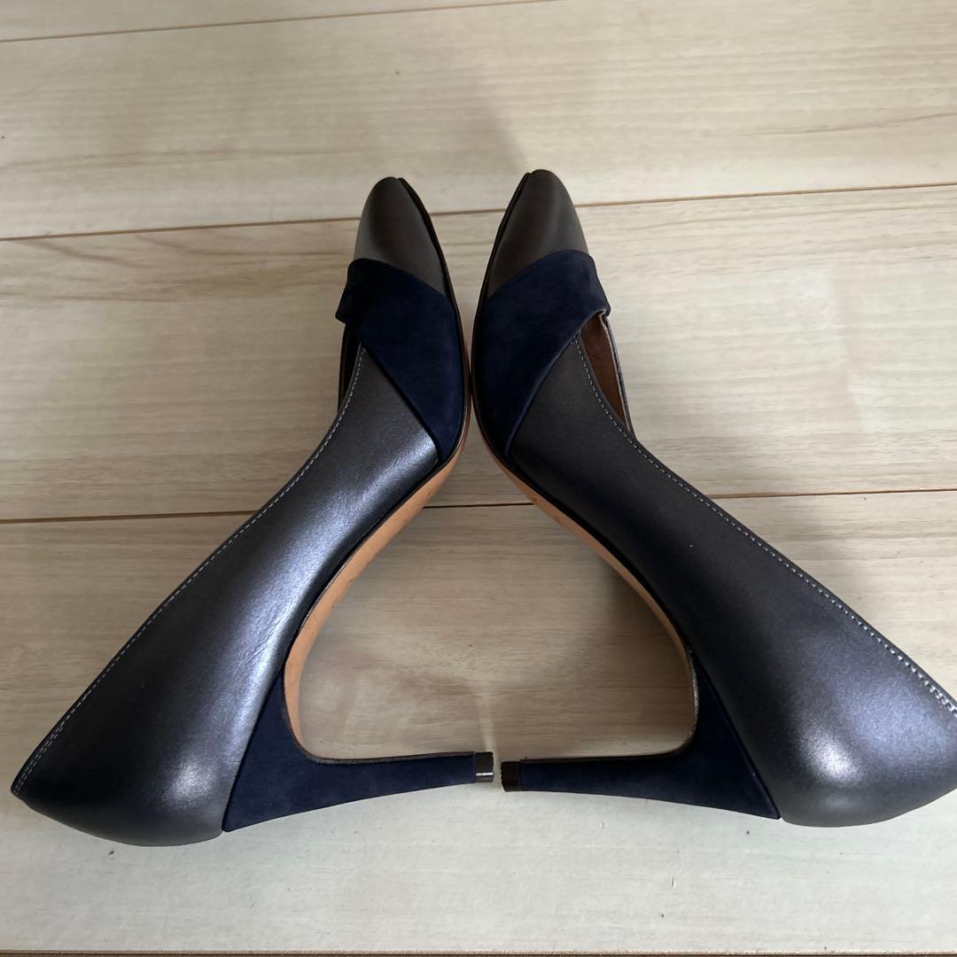 ねこのおとうさん専用(未使用】銀座かねまつ　レザー×スエード　パンプス　24cm