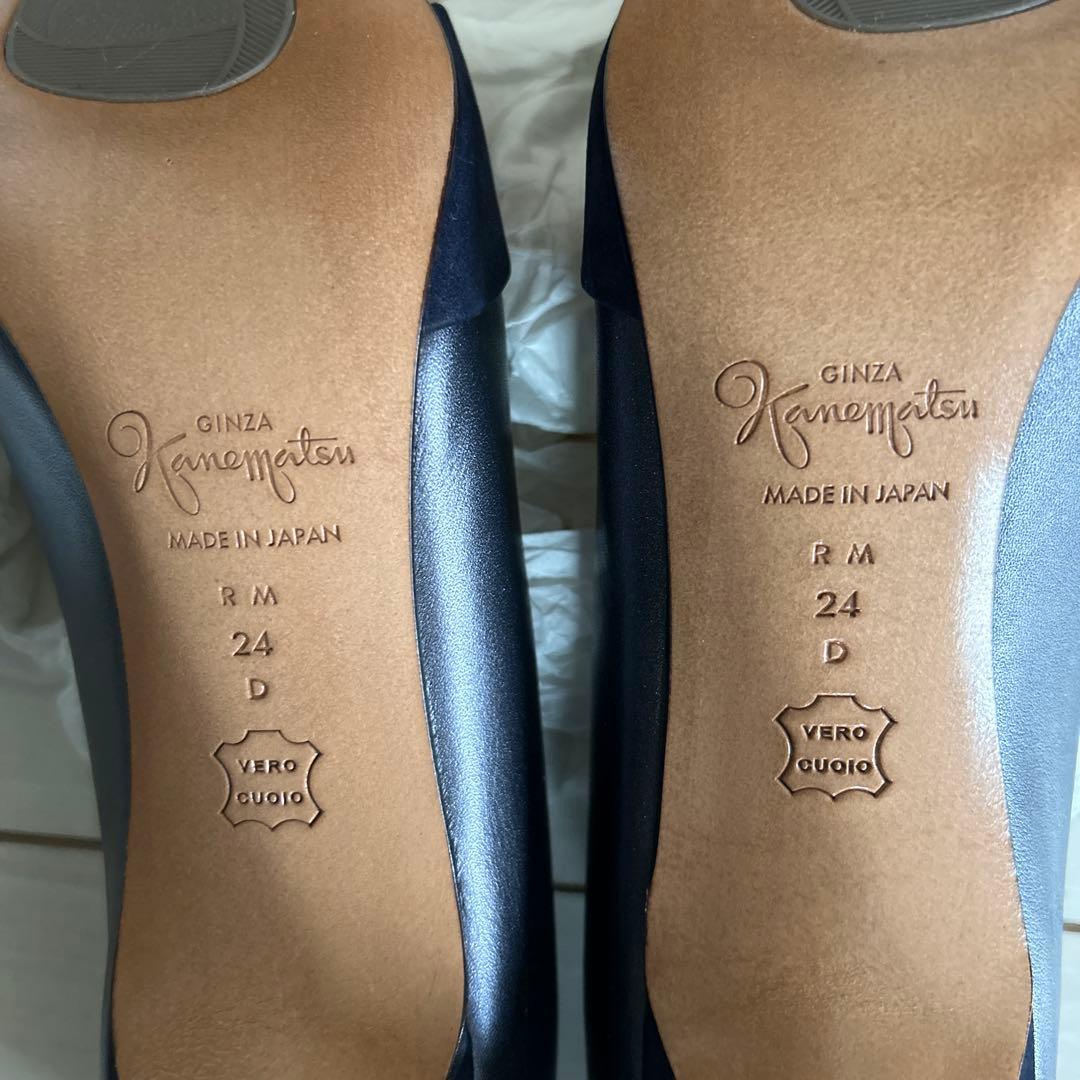 ねこのおとうさん専用(未使用】銀座かねまつ　レザー×スエード　パンプス　24cm