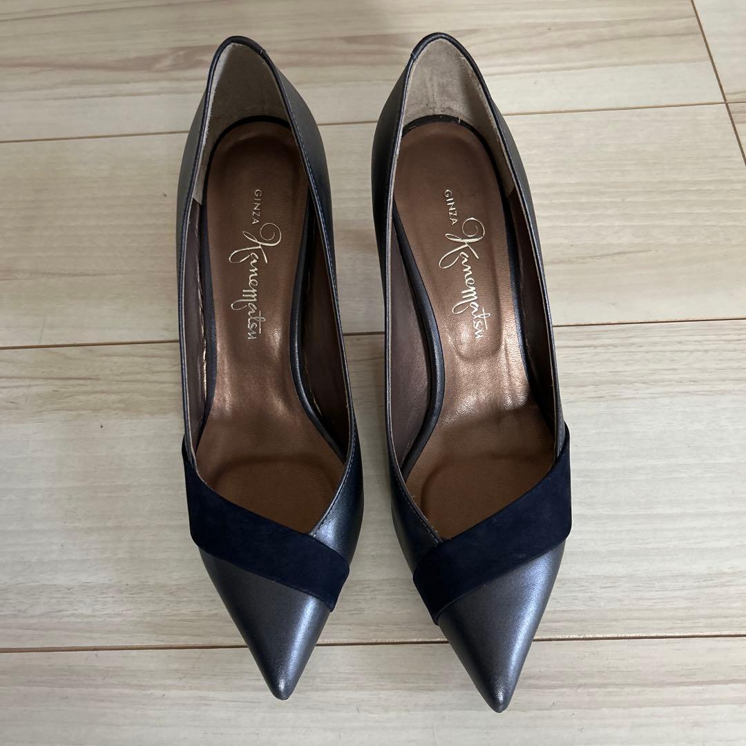ねこのおとうさん専用(未使用】銀座かねまつ　レザー×スエード　パンプス　24cm