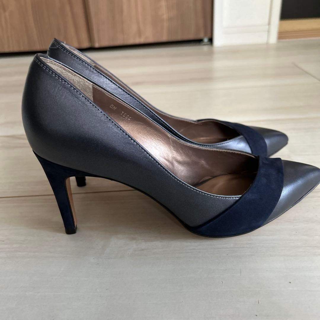 ねこのおとうさん専用(未使用】銀座かねまつ　レザー×スエード　パンプス　24cm