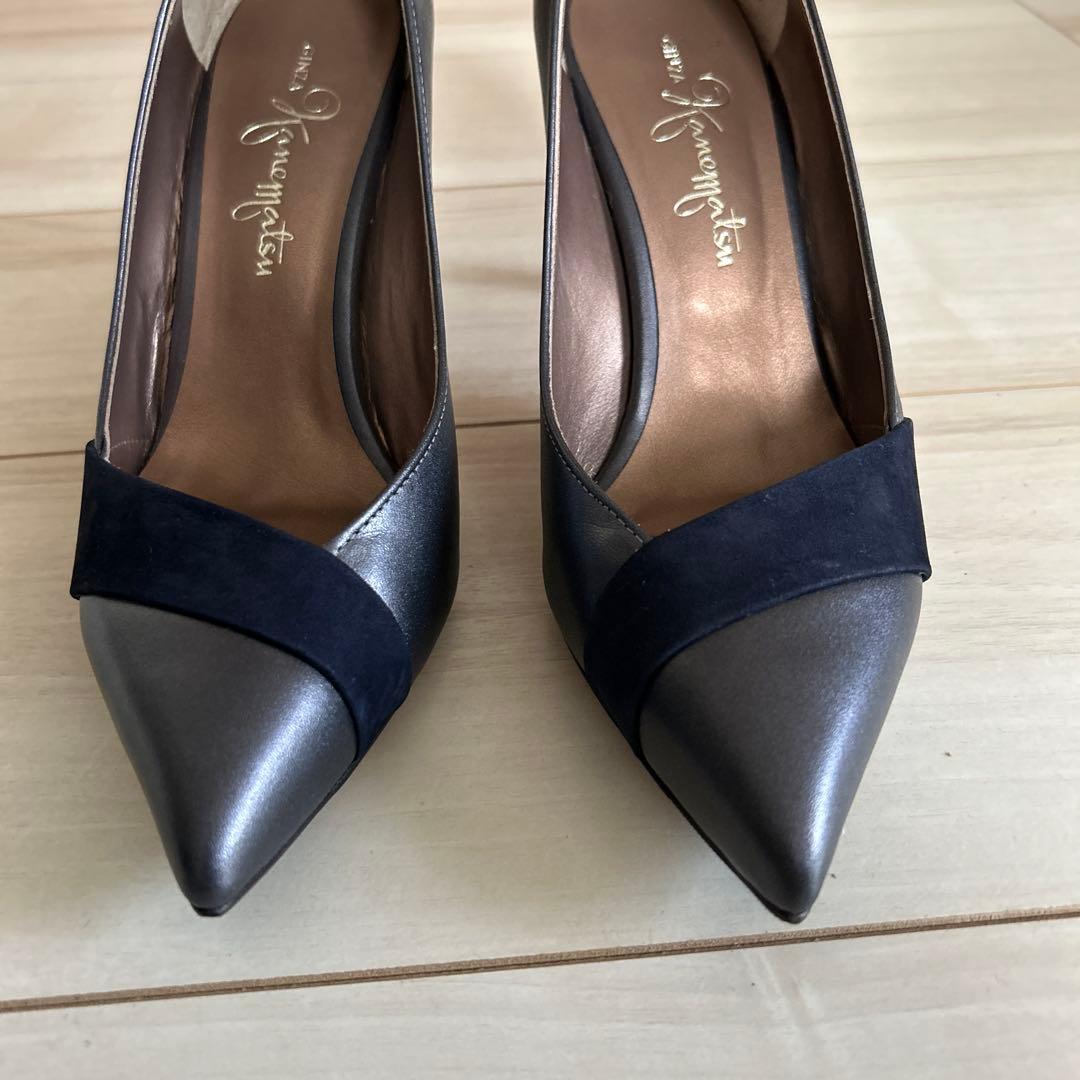 ねこのおとうさん専用(未使用】銀座かねまつ　レザー×スエード　パンプス　24cm