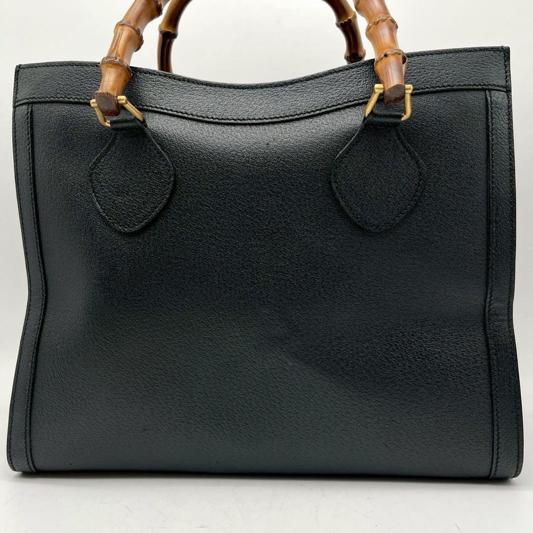 グッチ　ダイアナ ラージ トートバッグ　バンブー レザー ブラック