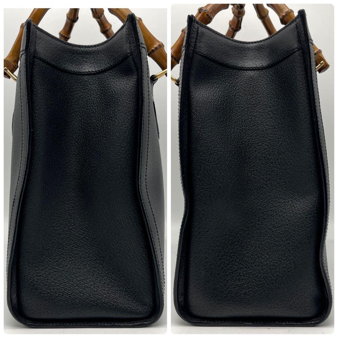 グッチ　ダイアナ ラージ トートバッグ　バンブー レザー ブラック