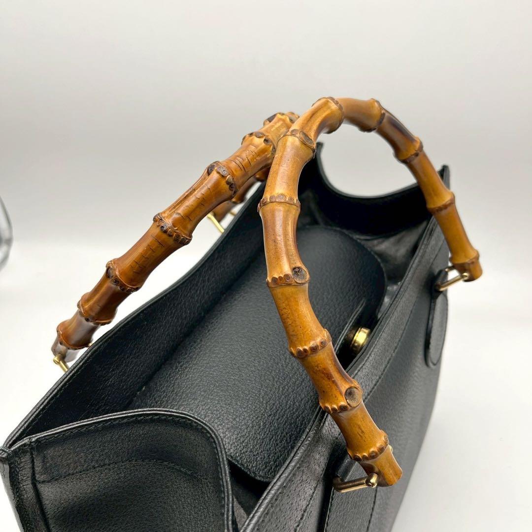 グッチ　ダイアナ ラージ トートバッグ　バンブー レザー ブラック