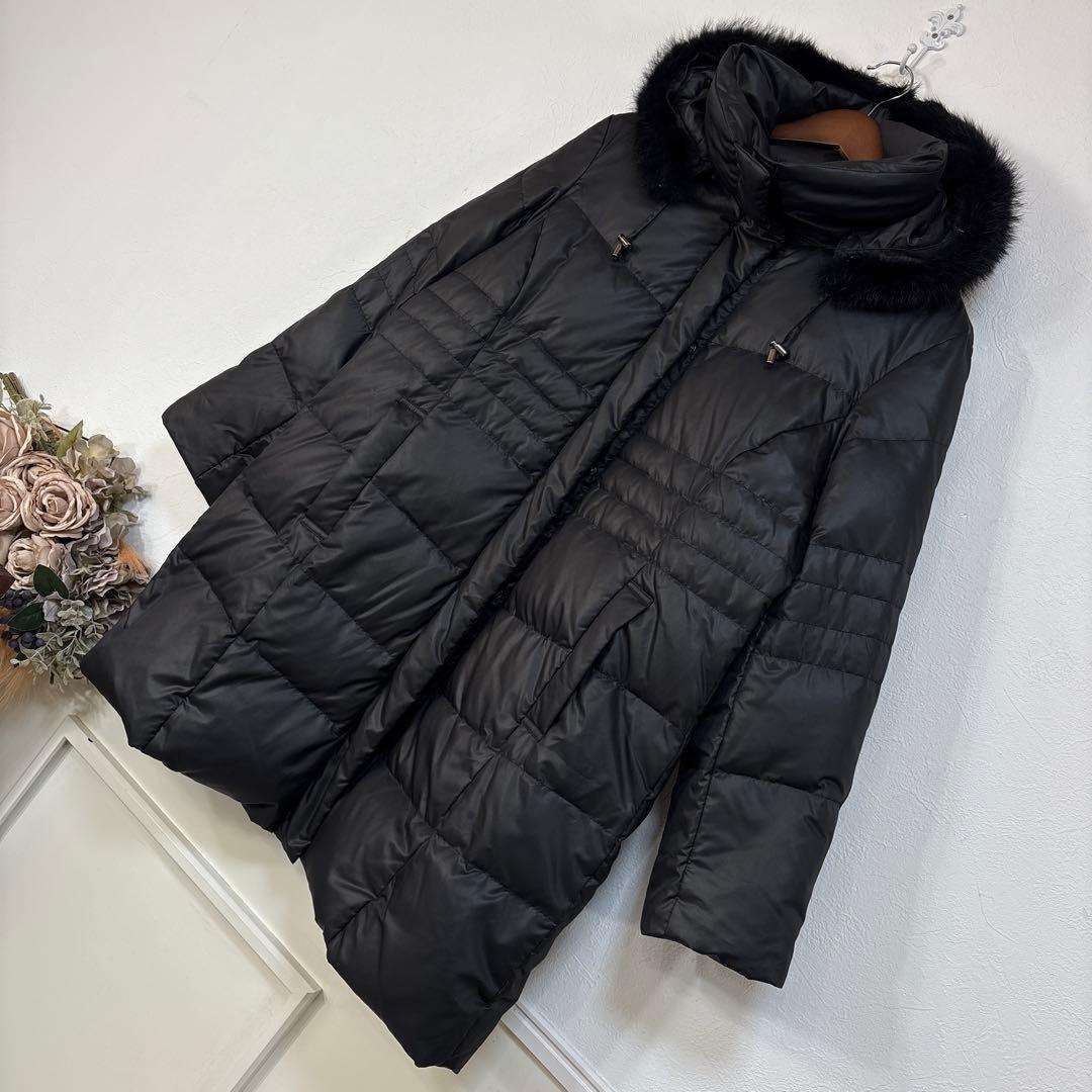 美品　大きいサイズ　LABELDA ラビットファー　ダウンコート　17号