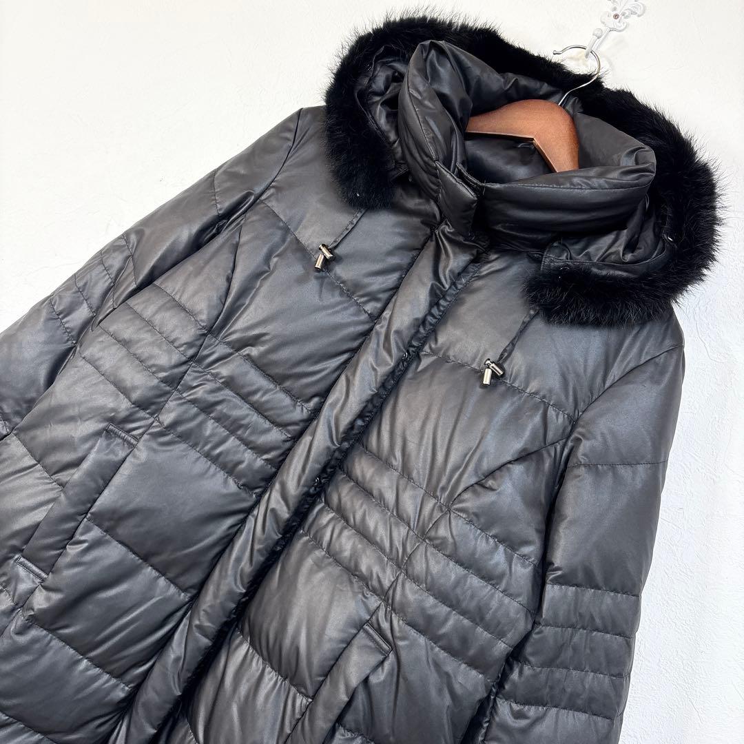 美品　大きいサイズ　LABELDA ラビットファー　ダウンコート　17号