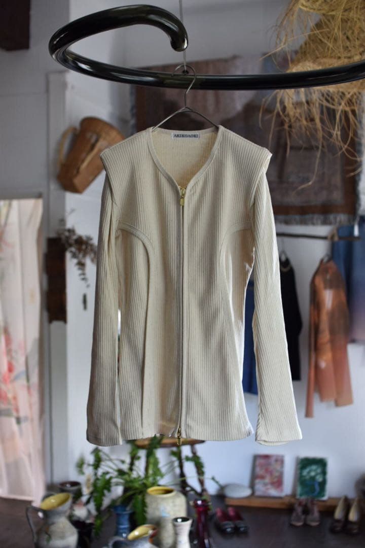 AKIKOAOKI Shoulder V cardigan ネイビー