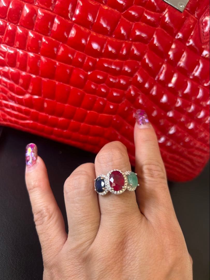 t*a様 天然石ルビーデザインネックレス＆サイズ限定18号デザインリング19号￼