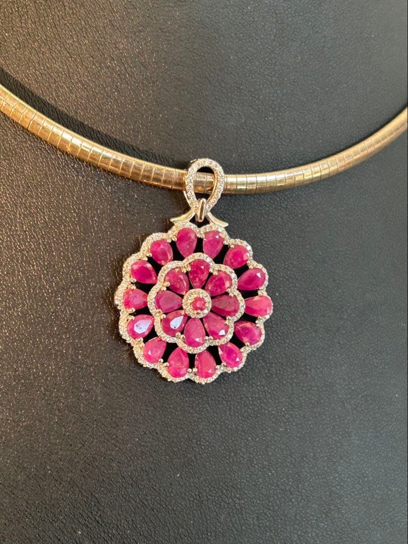 t*a様 天然石ルビーデザインネックレス＆サイズ限定18号デザインリング19号￼