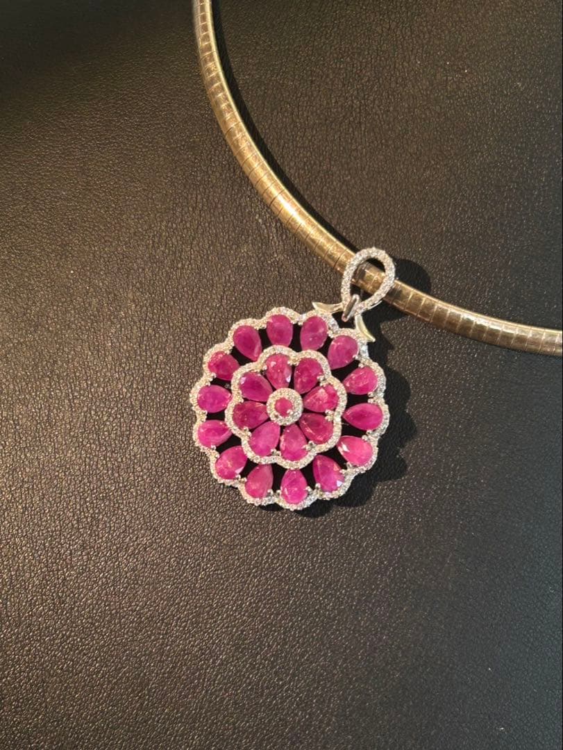 t*a様 天然石ルビーデザインネックレス＆サイズ限定18号デザインリング19号￼