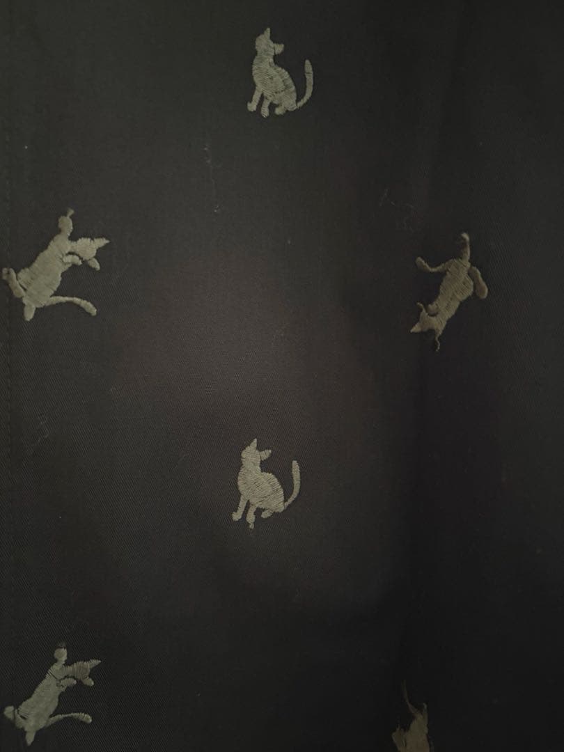 新品-ふりふ　猫刺繍柄 取り外し可能フード付きジャケット　ブラック