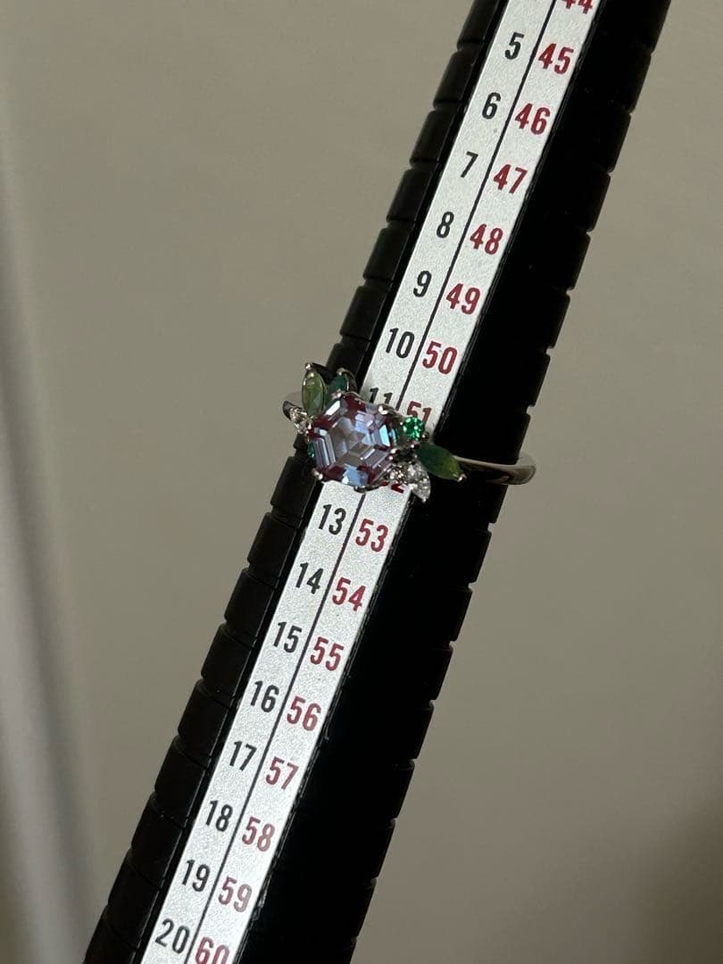 未使用◆アレキサンドライト＆モスアゲートリング　約11号