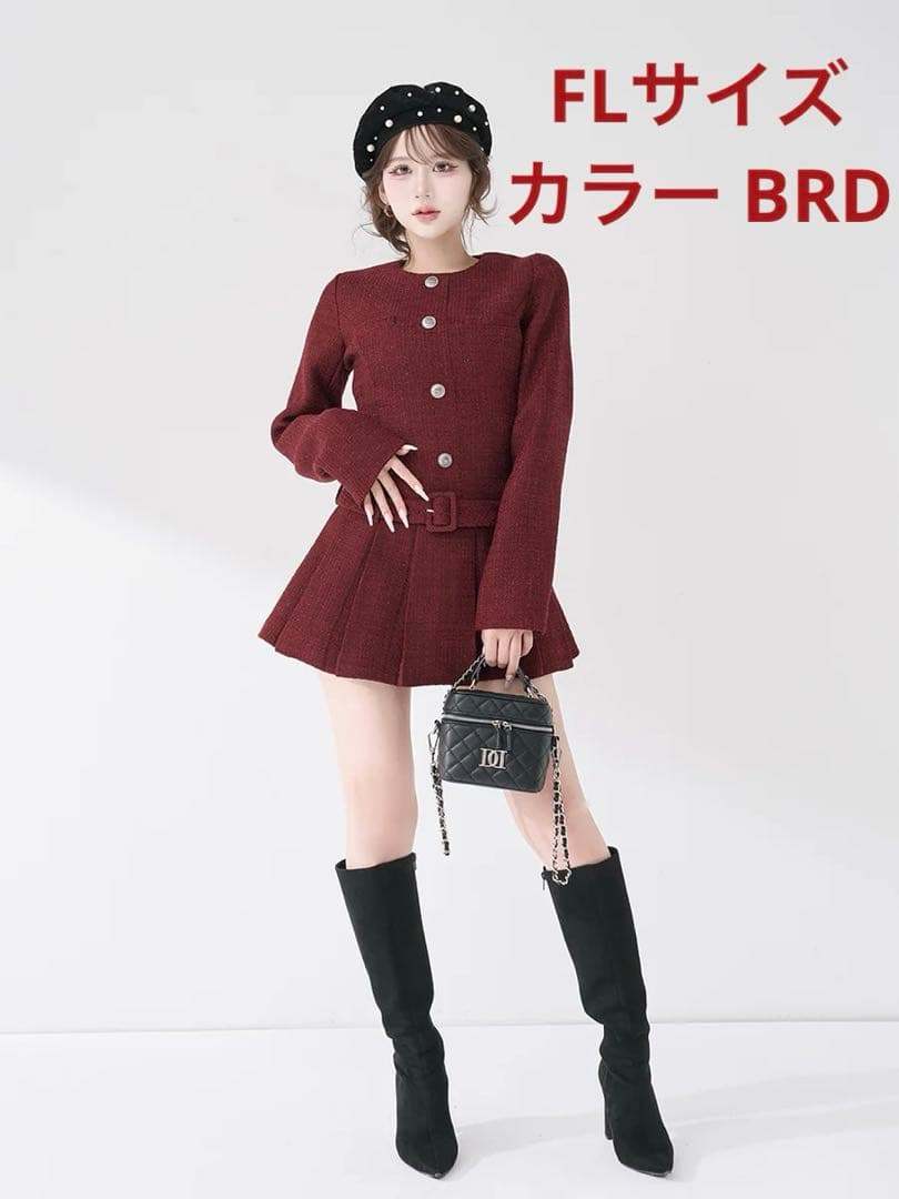 Darich ダーリッチ ボックスプリーツツイードミニワンピース BRD FL