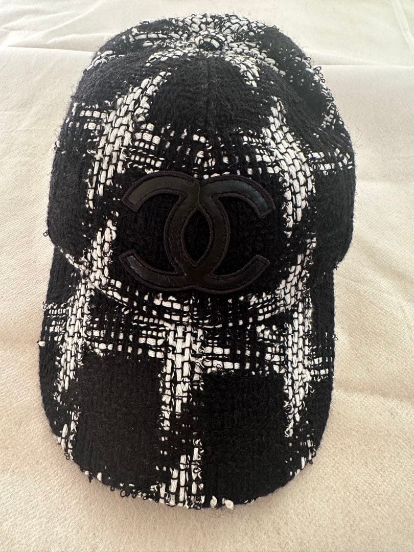 美品CHANEL ツイードチェックキャップ