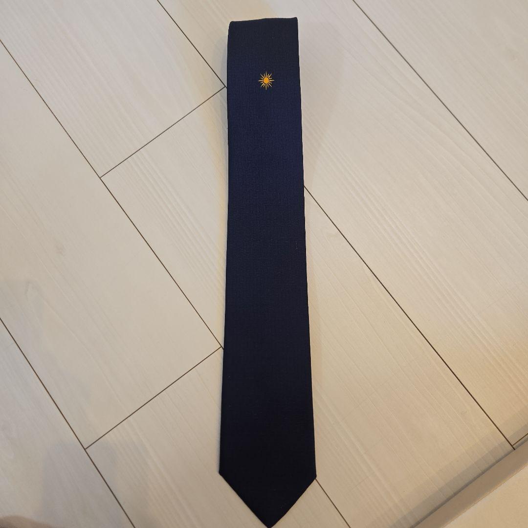 HERMES ネクタイ 紋章柄 ネイビー